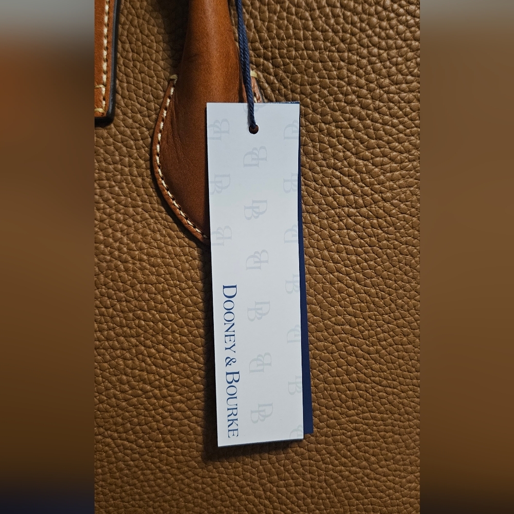 NWT Dooney & Bourke Pebble Grain Leather Handle Tote 30: Caramel Color - Picture 11 of 15